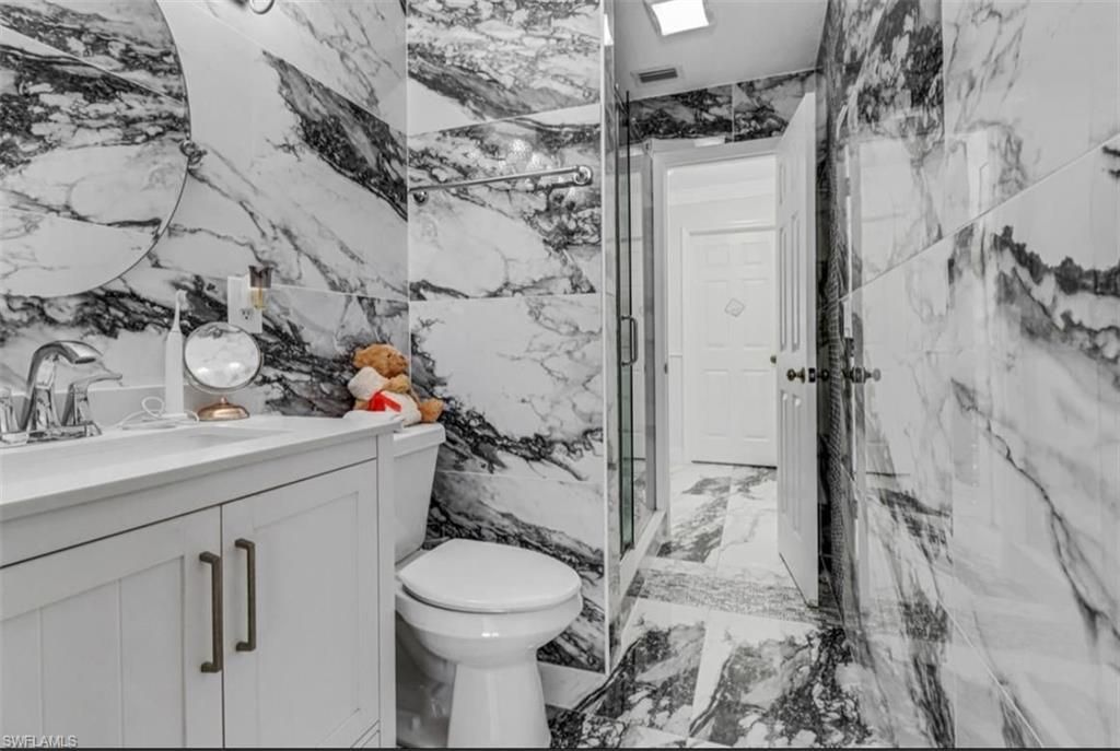 Bathroom, Glass Shower, Interior, Marble, Marble Walls
