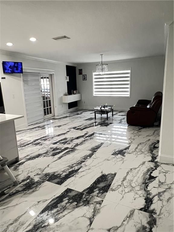 Chandelier, Interior, Marble, Recessed Lighting