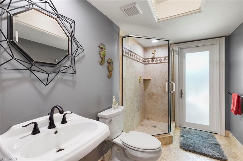 Bathroom, Glass Shower, Interior, Recessed Lighting