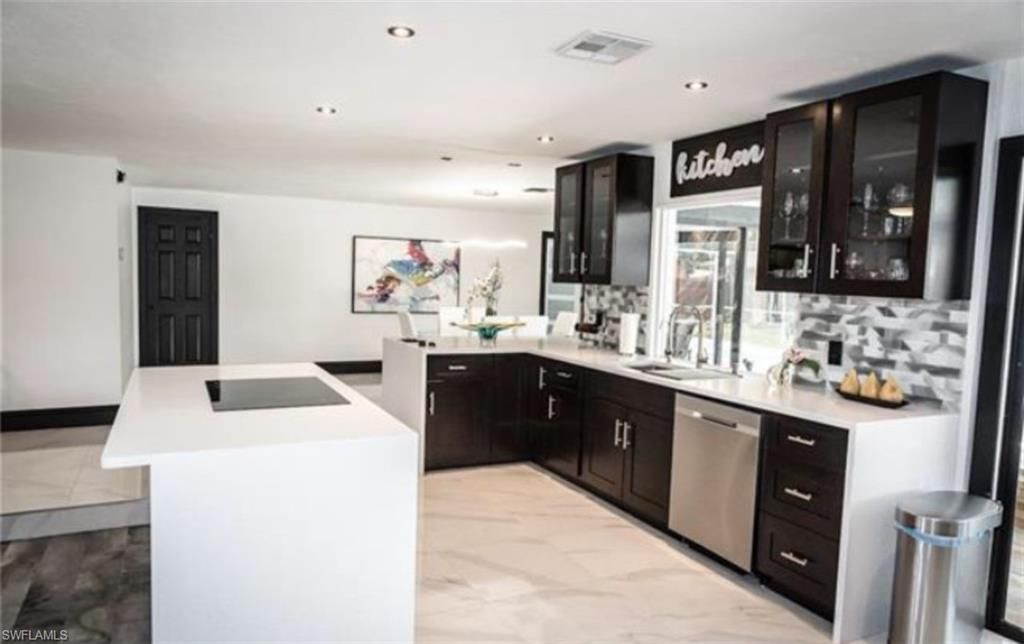 Interior, Kitchen, Marble, Recessed Lighting, Stainless Steel Appliances