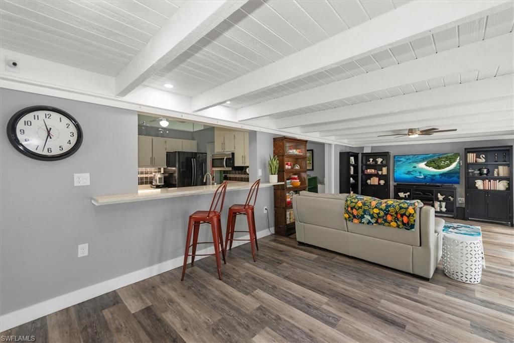 Interior, Kitchen, Living room, Recessed Lighting, Wood Texture Flooring