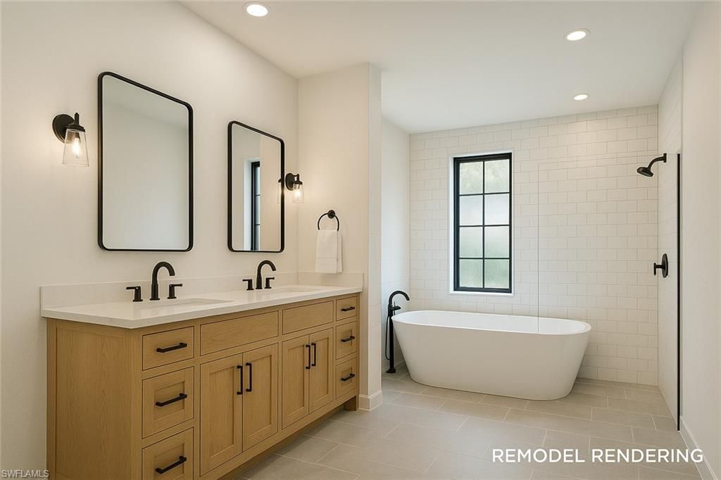 Bathroom, Dual Sink Vanities, Free Standing Baths, Interior, Recessed Lighting