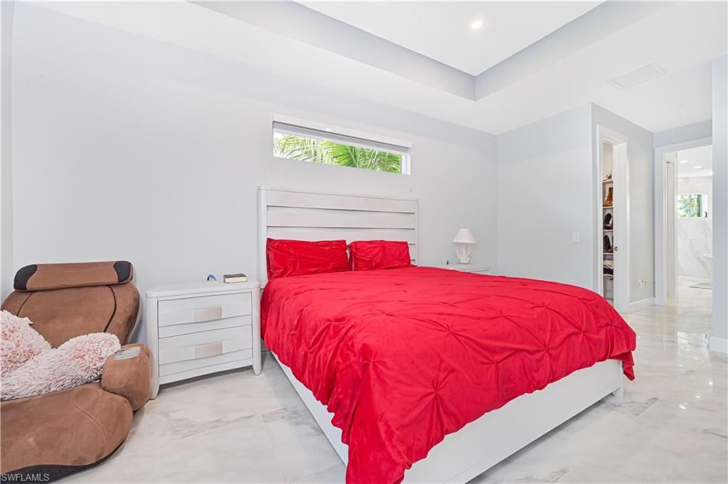 Bedroom, Interior, Marble, Recessed Lighting