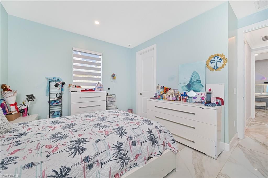 Bedroom, Interior, Marble, Recessed Lighting
