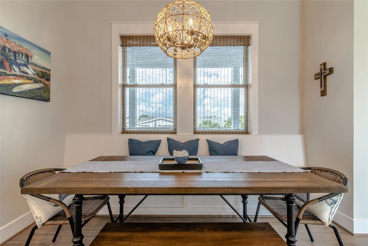 Chandelier, Dining room, Interior, Wood Texture Flooring