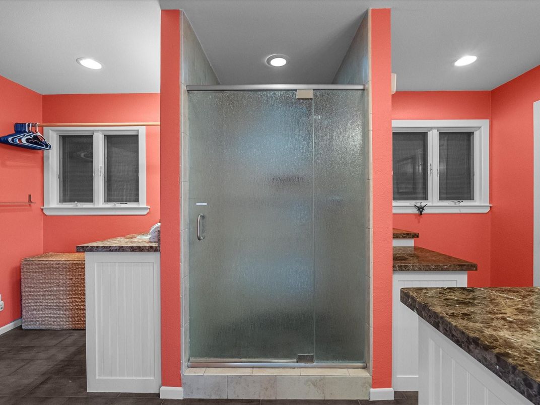 Bathroom, Glass Shower, Interior, Recessed Lighting