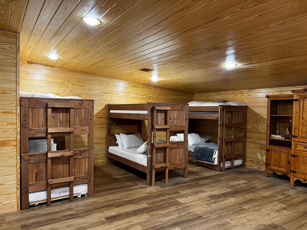 Bedroom, Interior, Recessed Lighting, Wooden Ceilings, Wood Texture Flooring, Wooden Walls