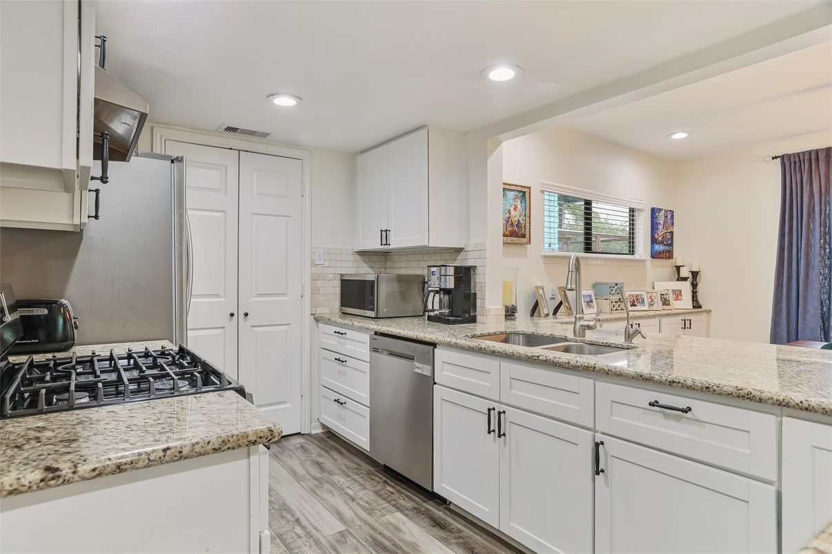 Interior, Kitchen, Recessed Lighting, Wood Texture Flooring