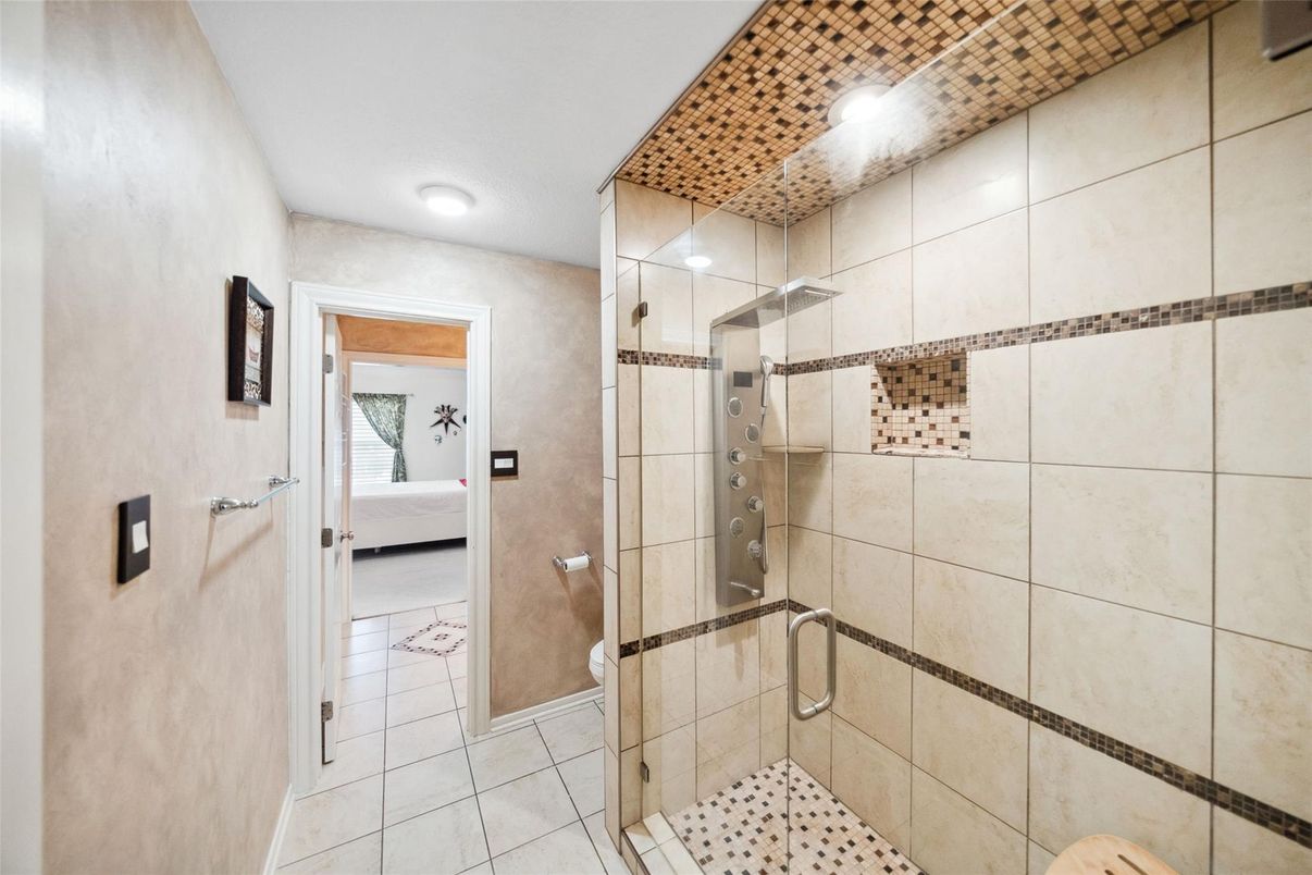 Bathroom, Glass Shower, Interior, Recessed Lighting