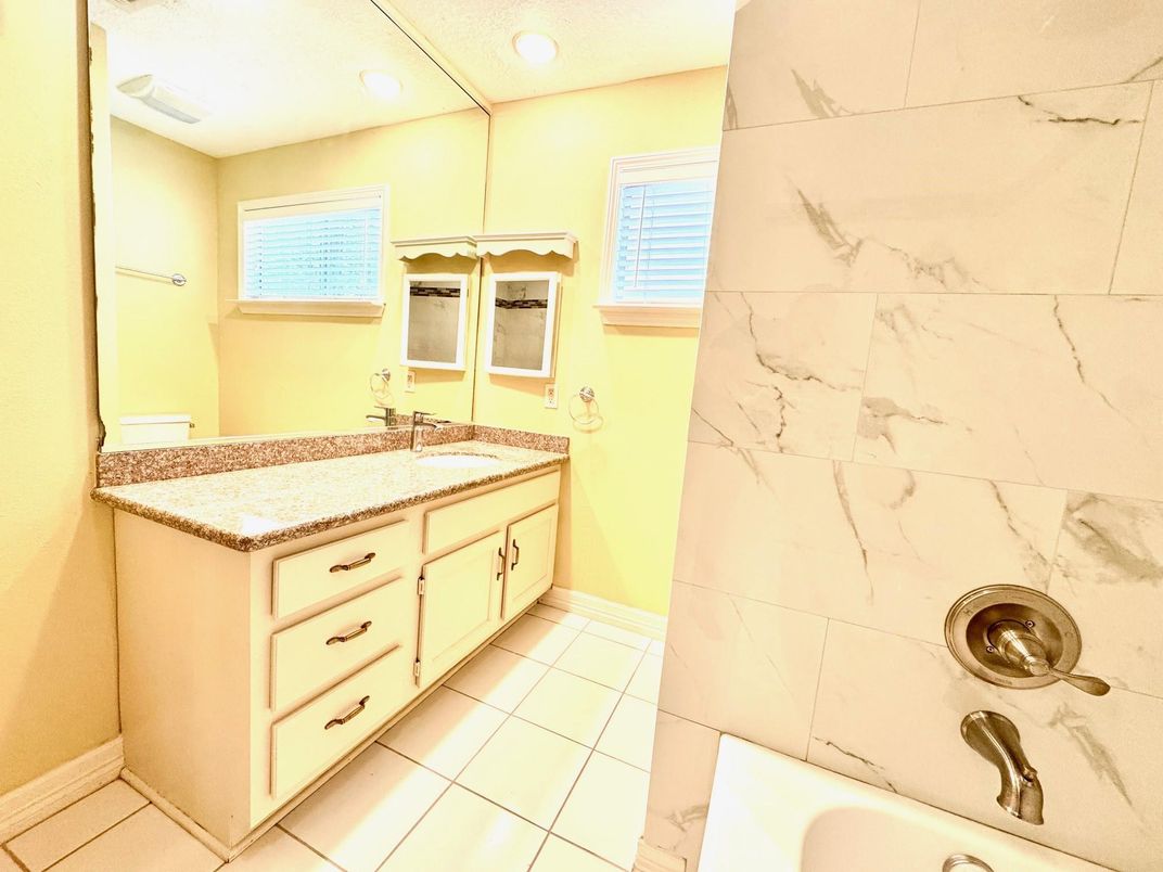 Bathroom, Dual Sink Vanities, Interior, Marble Walls, Recessed Lighting