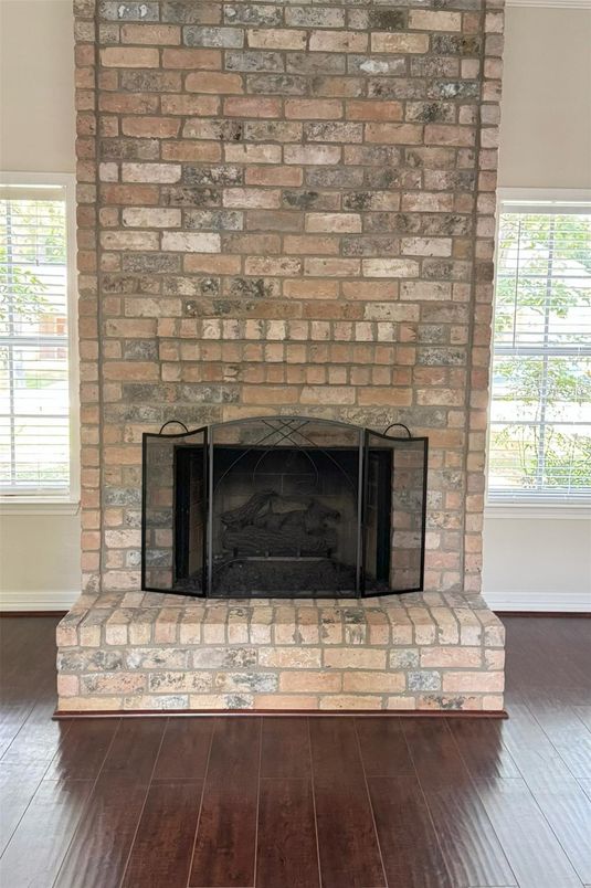 Fireplace, Interior, Stone Walls, Wood Texture Flooring
