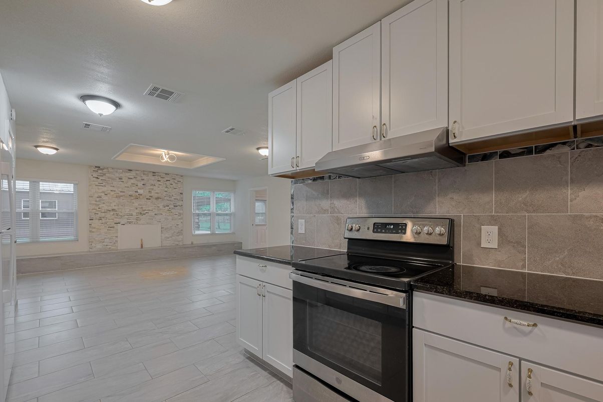Interior, Kitchen, Stone Walls, Wood Texture Flooring