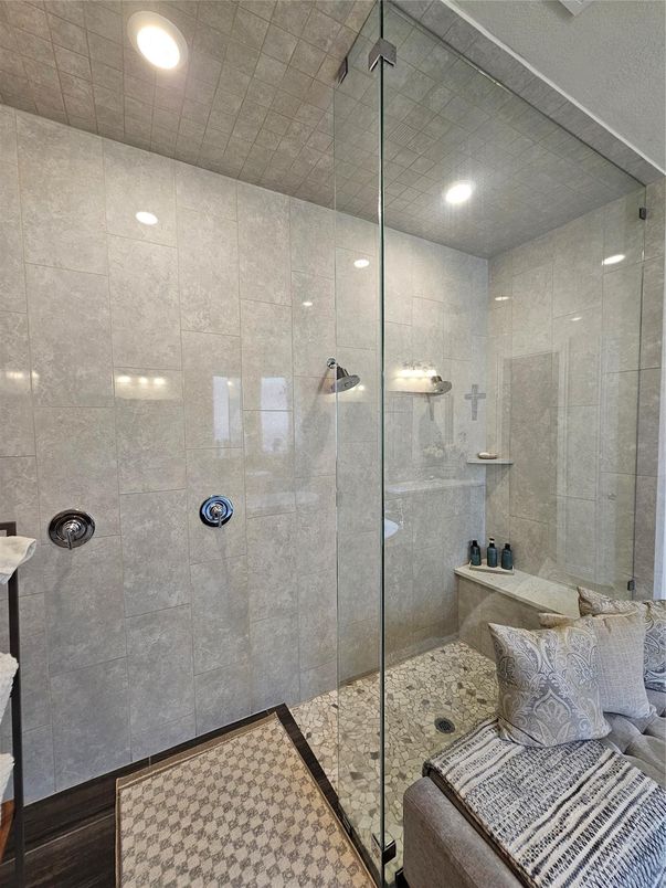 Bathroom, Glass Shower, Interior, Recessed Lighting
