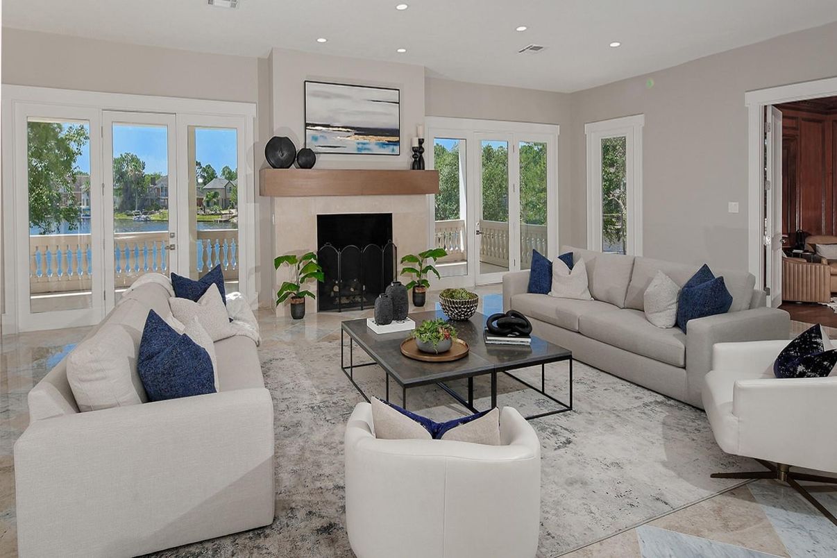 Fireplace, Interior, Living room, Recessed Lighting