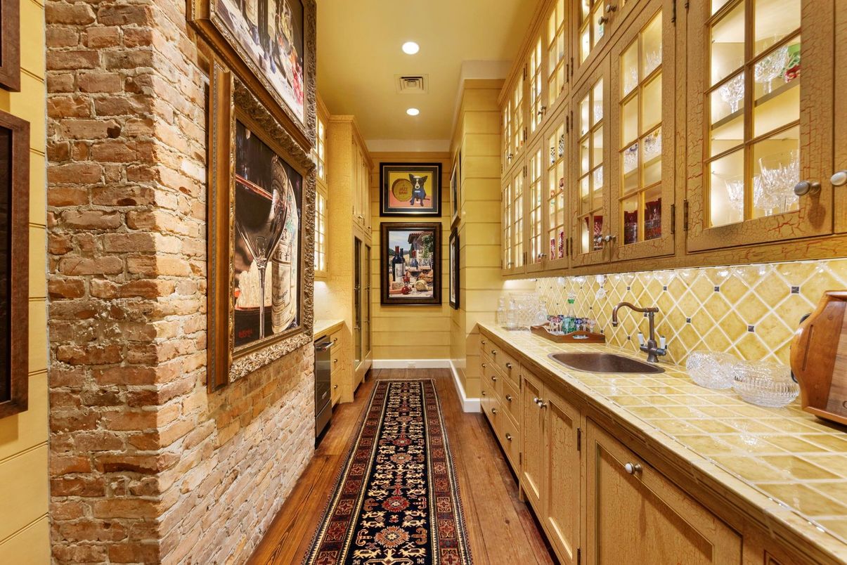 Interior, Recessed Lighting, Stone Walls, Wood Texture Flooring