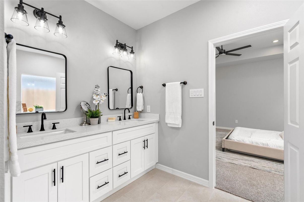 Bathroom, Bedroom, Dual Sink Vanities, Interior, Recessed Lighting