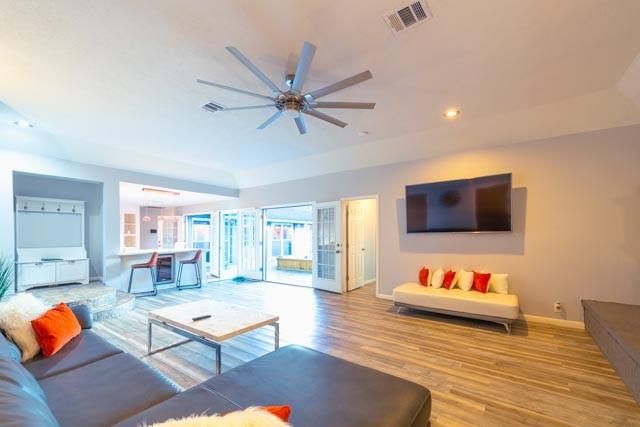 Interior, Living room, Recessed Lighting, Wood Texture Flooring