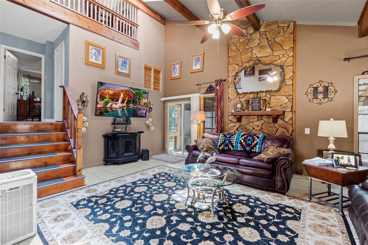 Fireplace, Interior, Living room, Stone Walls
