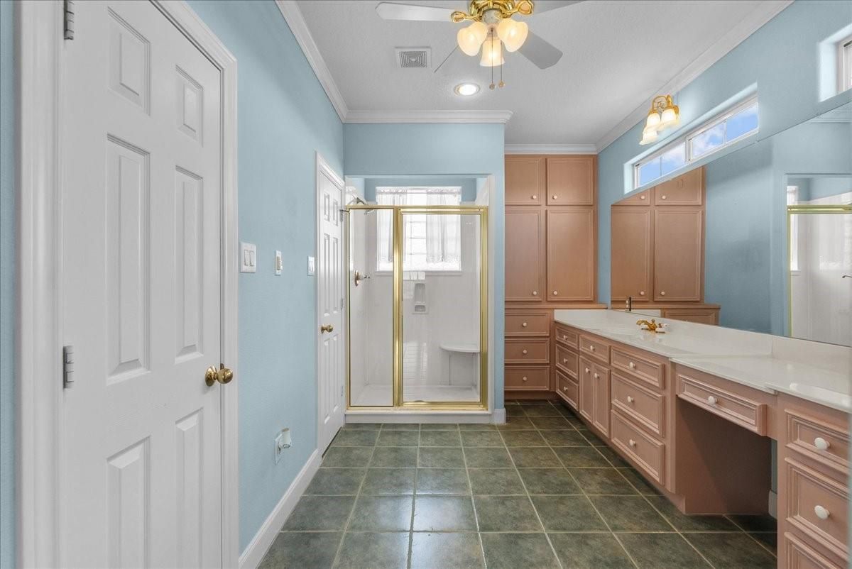 Bathroom, Glass Shower, Interior, Recessed Lighting