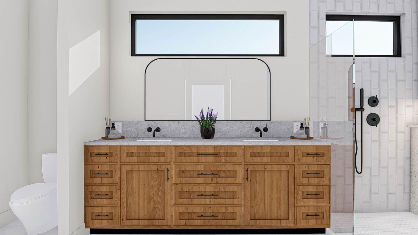 Bathroom, Dual Sink Vanities, Glass Shower, Interior