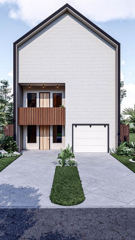 Attached, Exterior, Facade, Modern