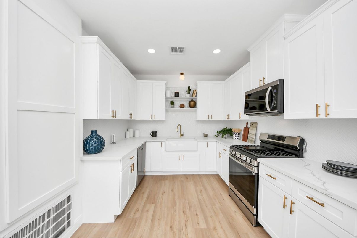 Interior, Kitchen, Recessed Lighting, Wood Texture Flooring
