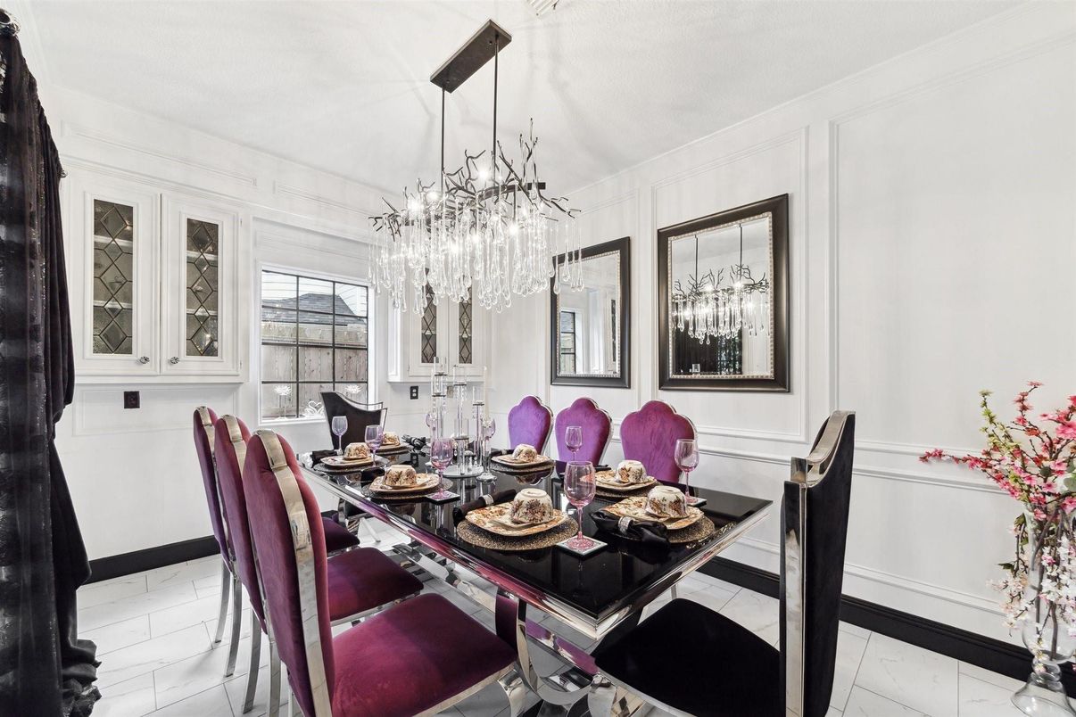 Chandelier, Dining room, Interior, Marble