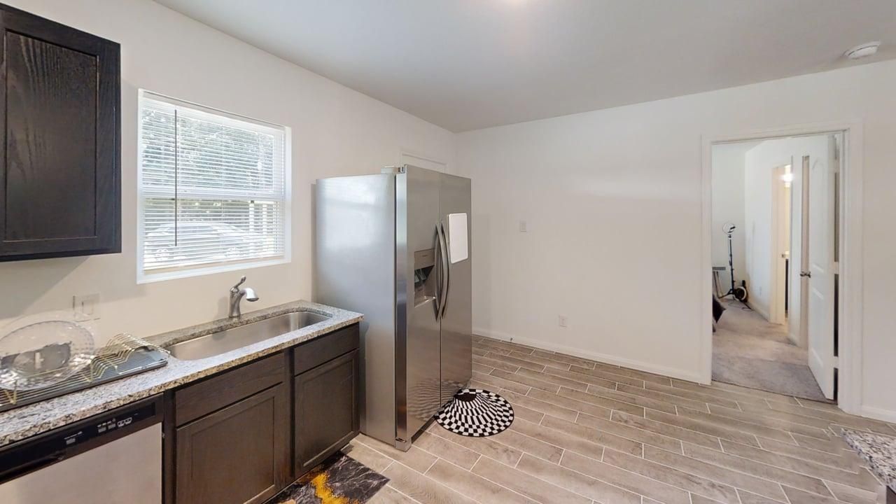 Interior, Kitchen, Stainless Steel Appliances, Wood Texture Flooring
