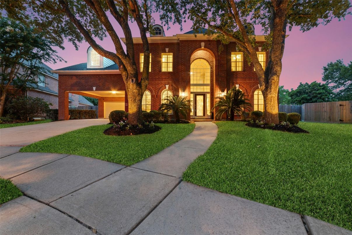 Attached, Backyard, Exterior, Facade, Brick Facade, French Provincial