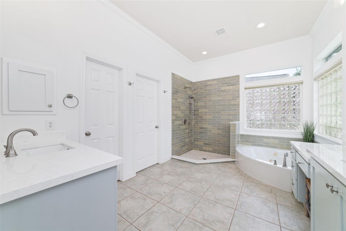 Bathroom, Glass Shower, Interior, Recessed Lighting