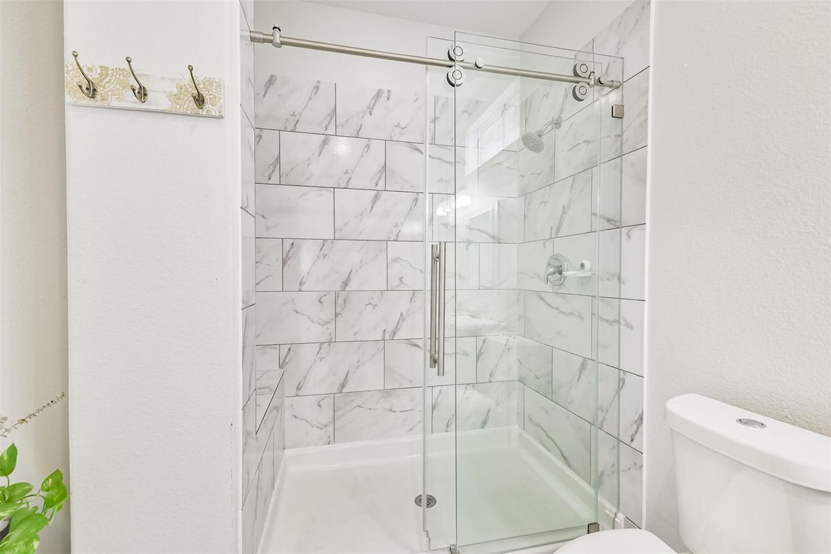 Bathroom, Glass Shower, Interior, Marble Walls