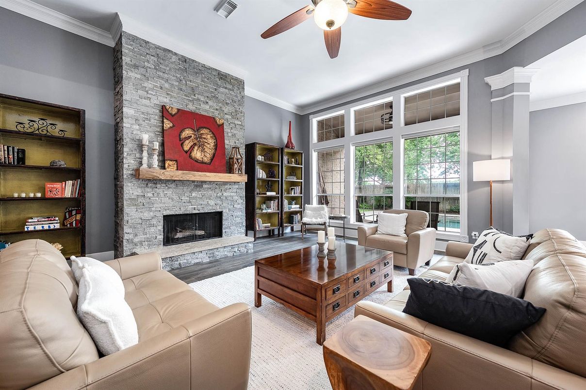 Fireplace, Interior, Living room, Stone Walls