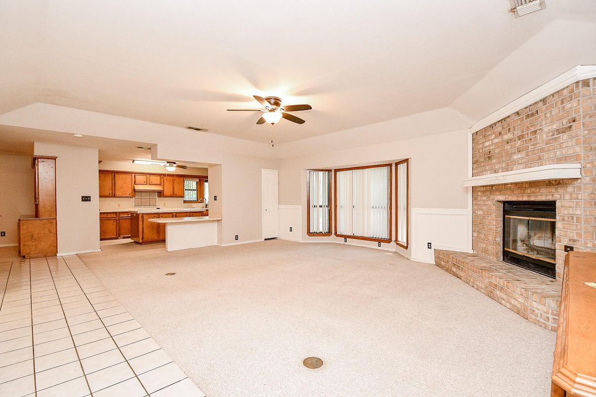 Empty room, Fireplace, Interior, Kitchen, Stone Walls