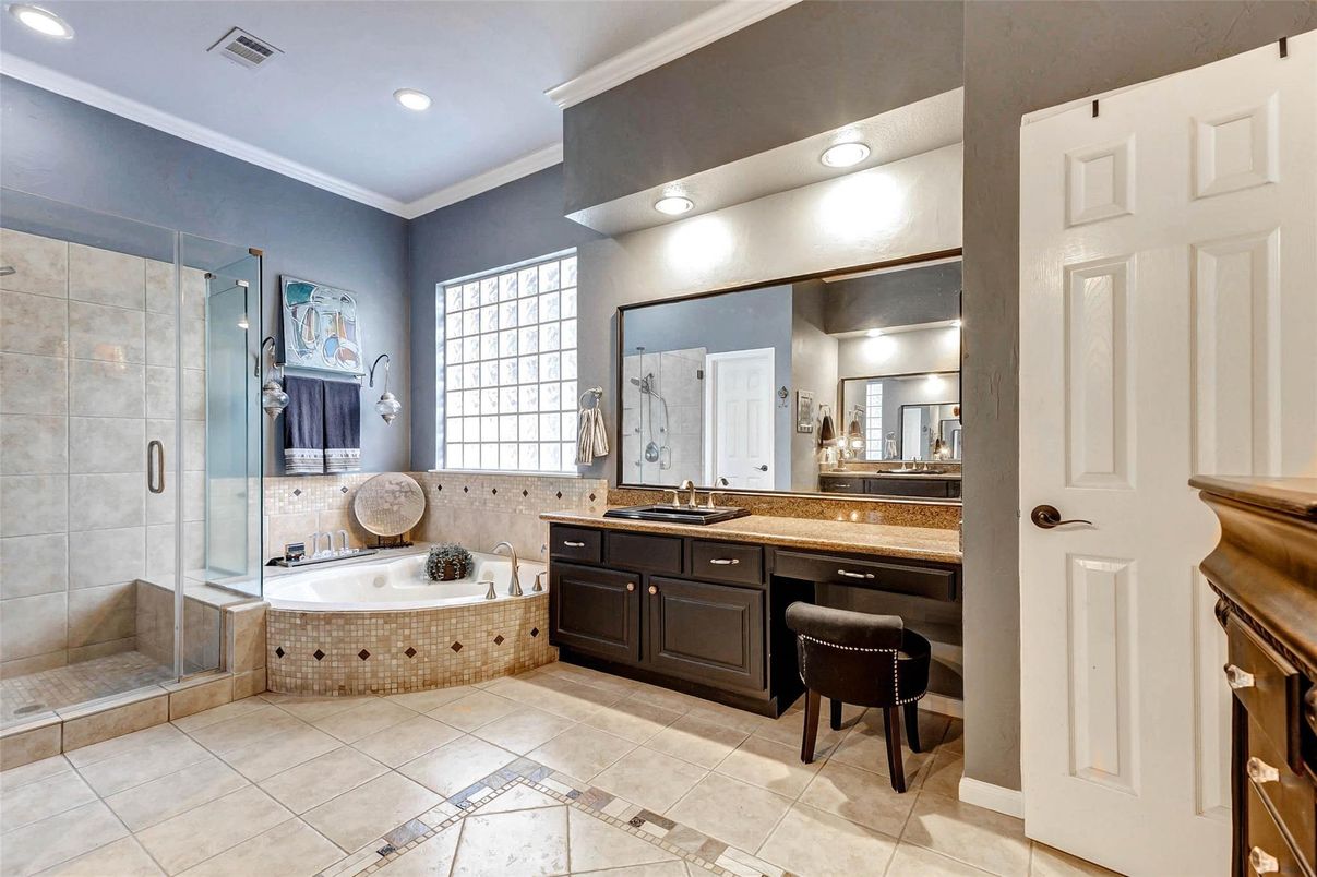 Bathroom, Glass Shower, Interior, Recessed Lighting