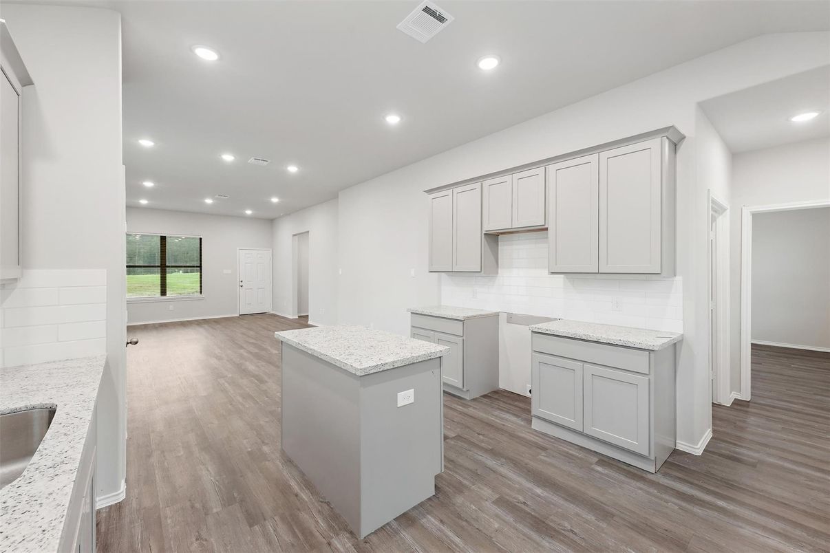 Interior, Kitchen, Recessed Lighting, Wood Texture Flooring
