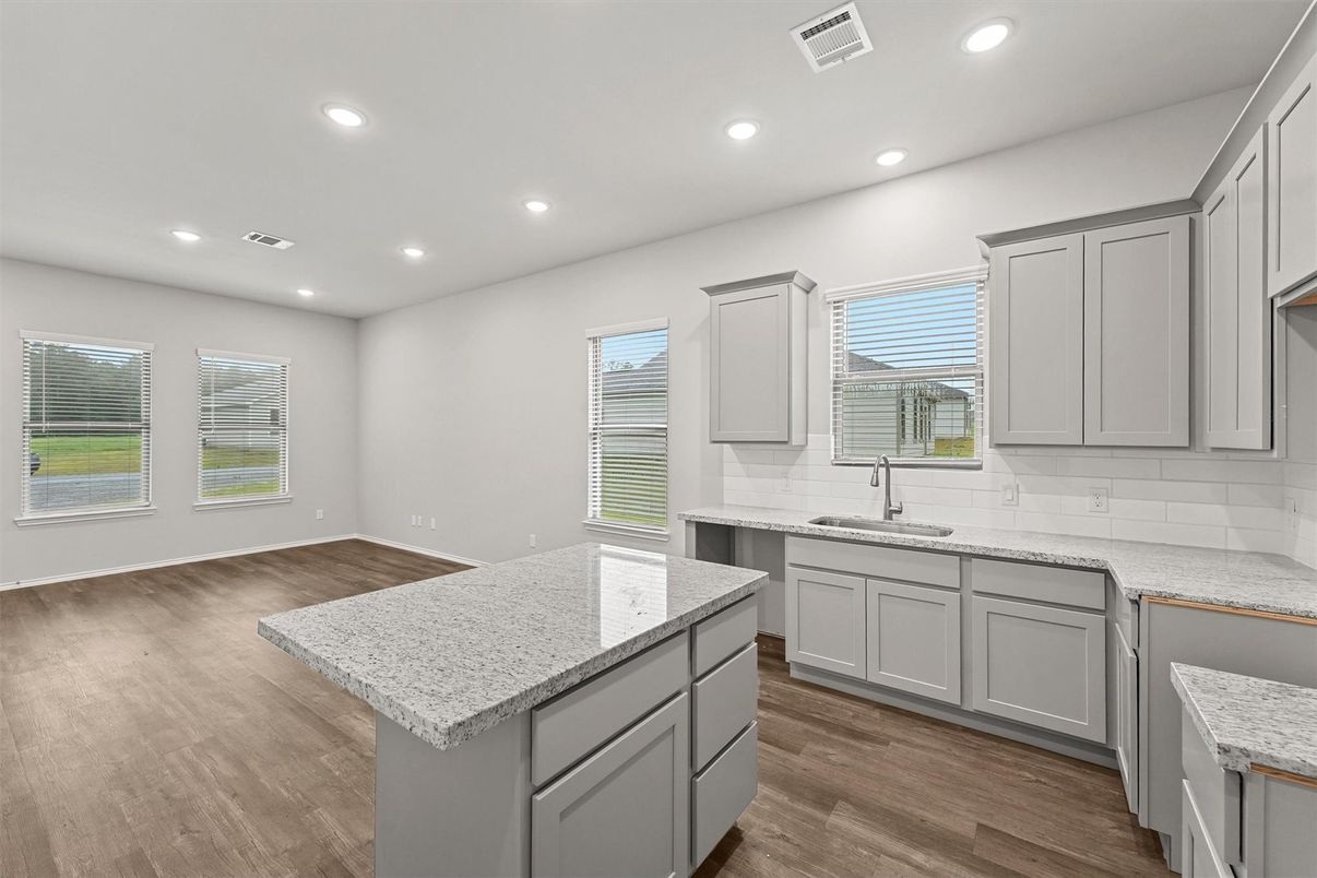 Interior, Kitchen, Recessed Lighting, Wood Texture Flooring