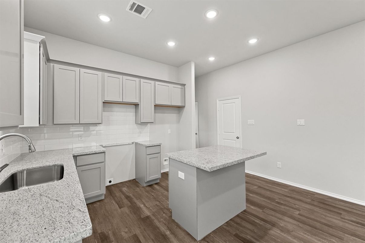 Interior, Kitchen, Recessed Lighting, Wood Texture Flooring