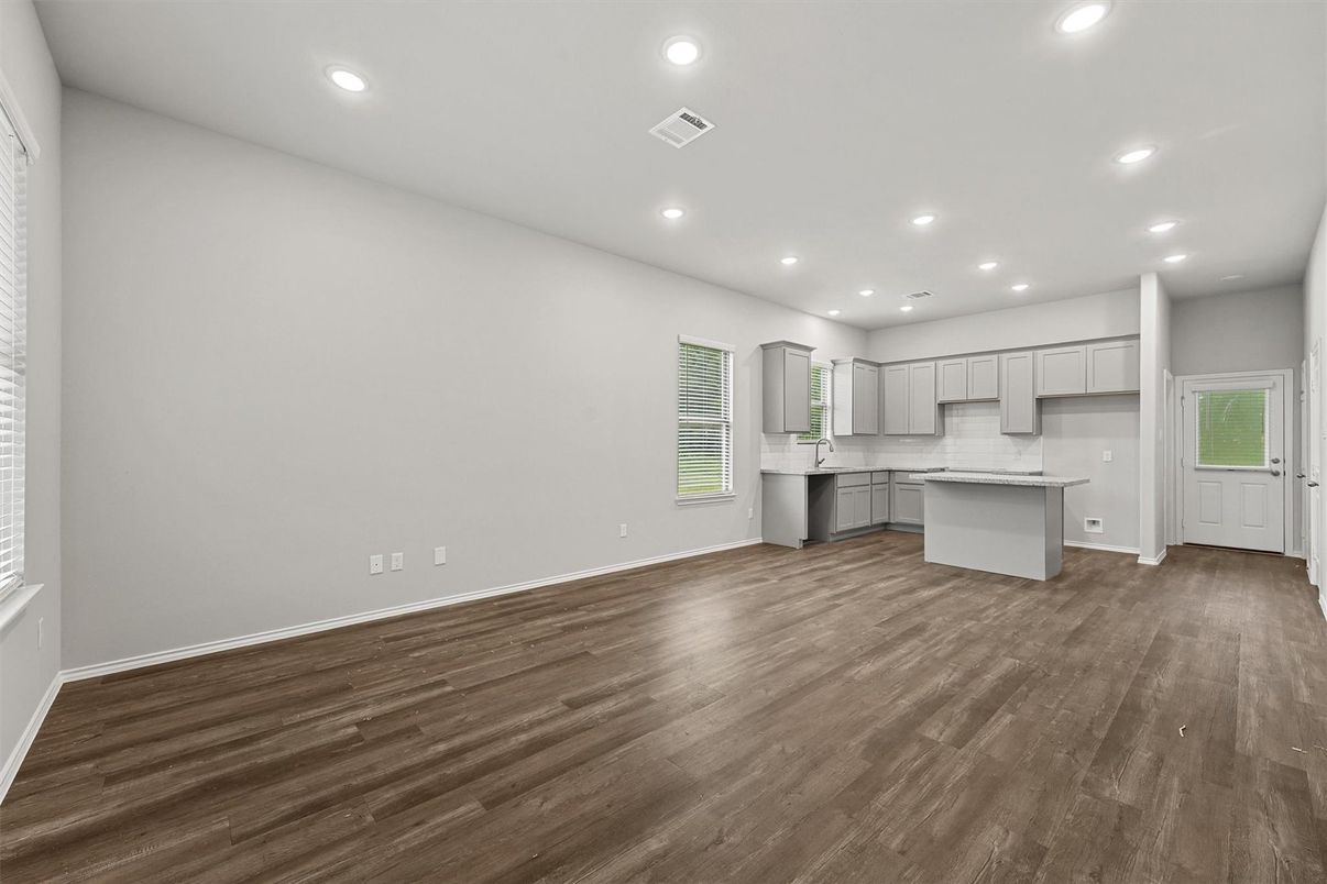 Interior, Kitchen, Recessed Lighting, Wood Texture Flooring