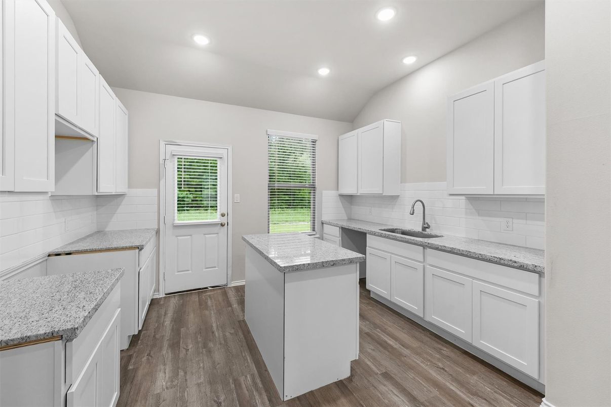 Interior, Kitchen, Recessed Lighting, Wood Texture Flooring