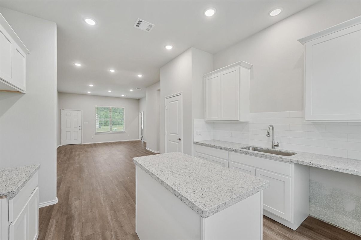 Interior, Kitchen, Recessed Lighting, Wood Texture Flooring