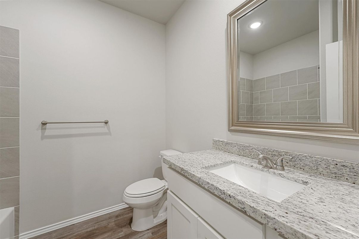 Bathroom, Interior, Recessed Lighting, Wood Texture Flooring