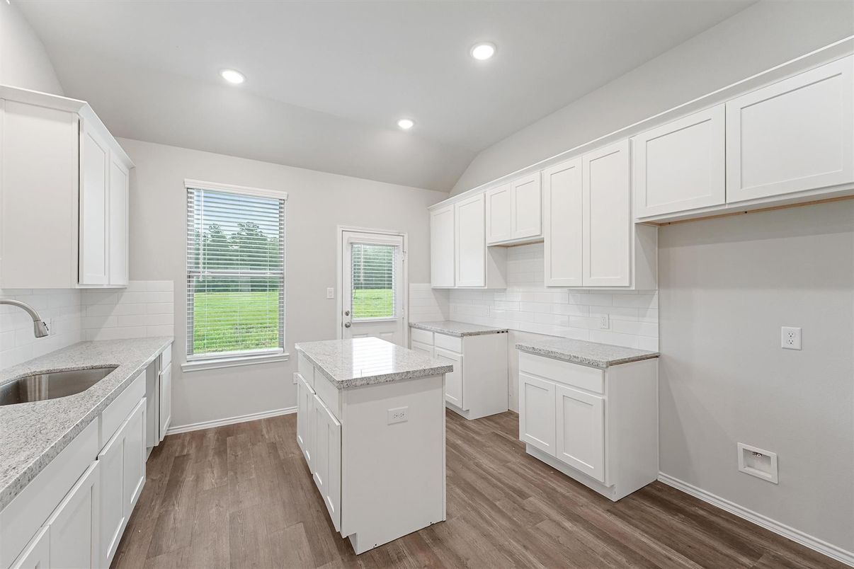 Interior, Kitchen, Recessed Lighting, Wood Texture Flooring