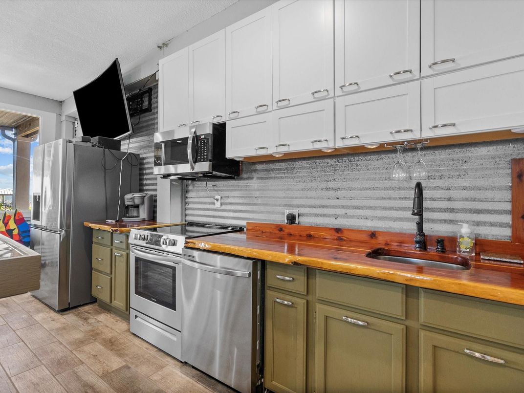 Interior, Kitchen, Stainless Steel Appliances, Wood Texture Flooring