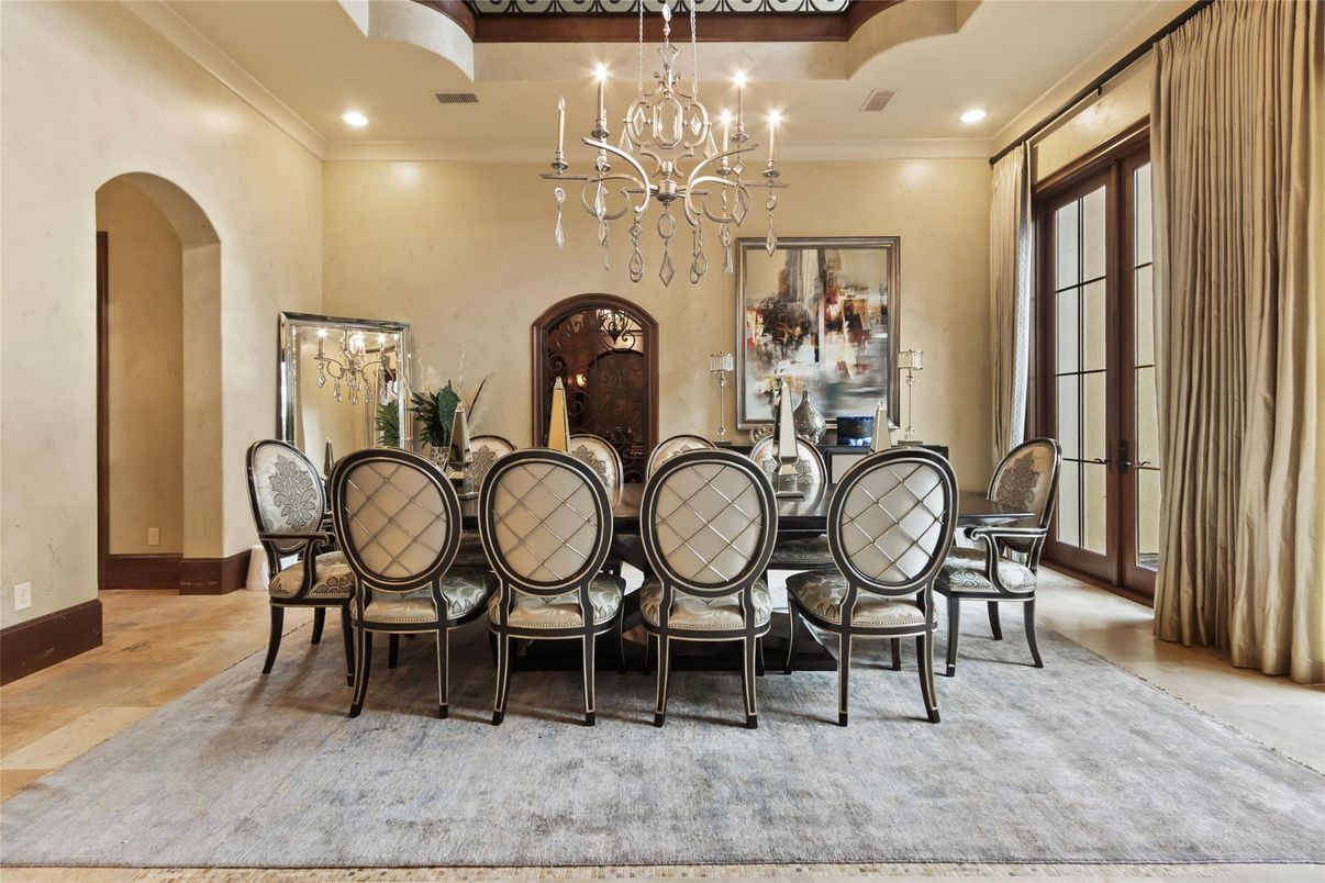Chandelier, Dining room, Interior, Recessed Lighting