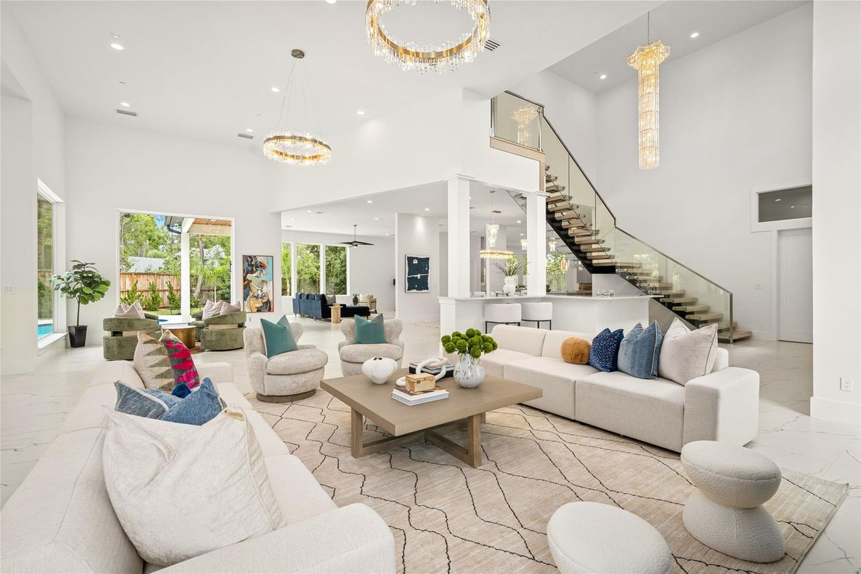 Chandelier, Interior, Living room, Marble, Pendant Lights, Recessed Lighting