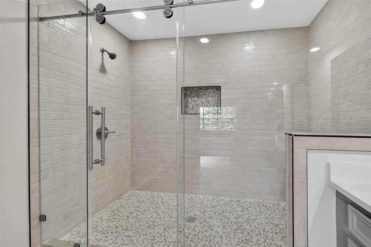 Bathroom, Glass Shower, Interior, Recessed Lighting