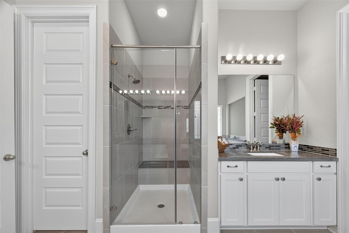 Bathroom, Glass Shower, Interior, Recessed Lighting