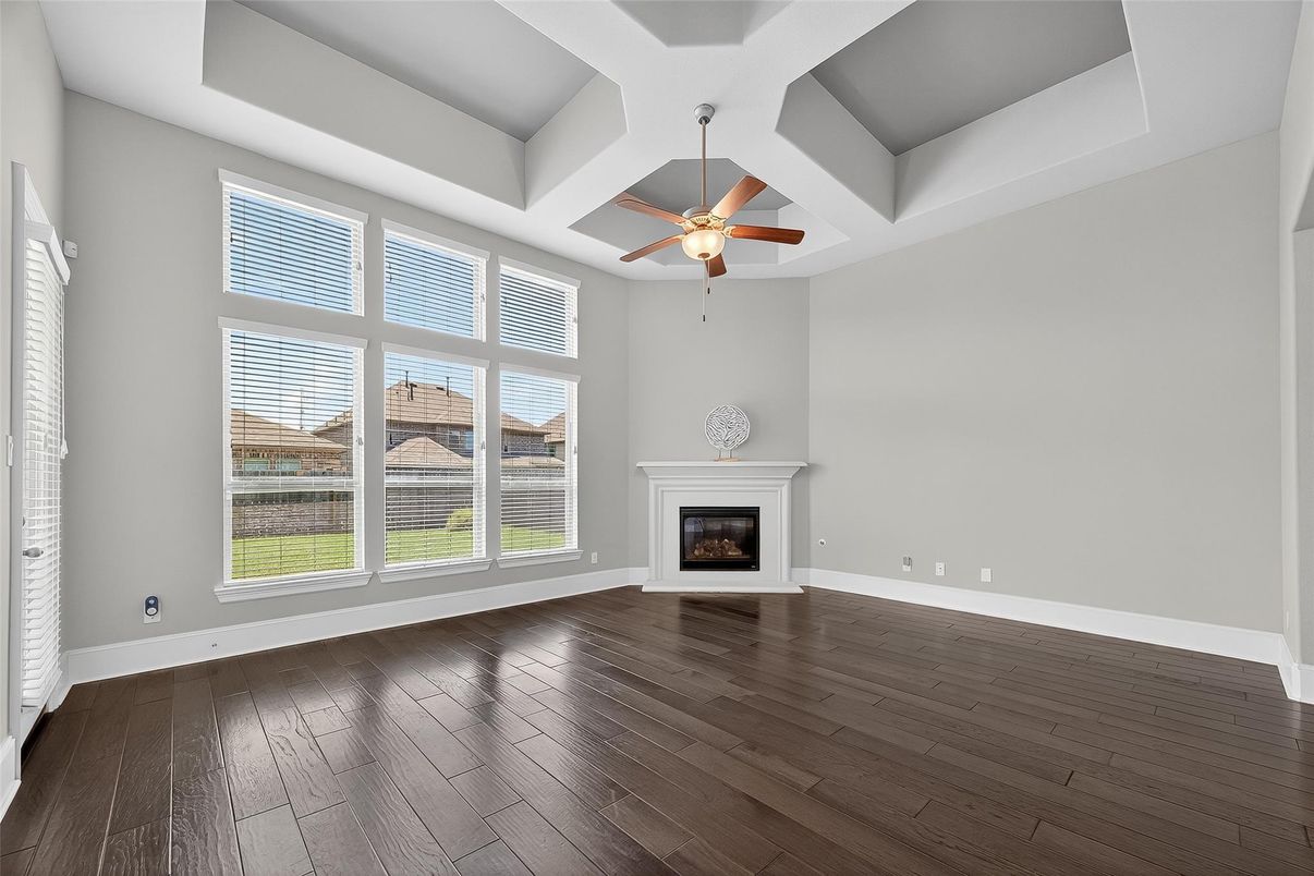 Empty room, Fireplace, Interior, Wood Texture Flooring