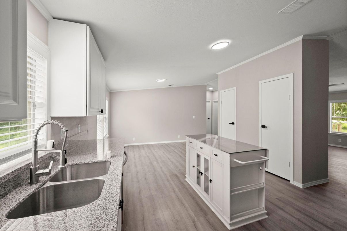 Interior, Kitchen, Recessed Lighting, Wood Texture Flooring