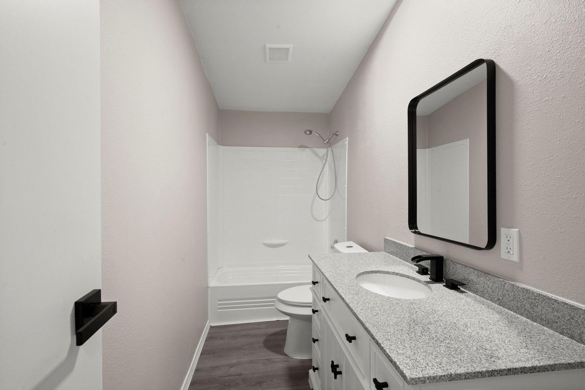 Bathroom, Dual Sink Vanities, Interior, Wood Texture Flooring